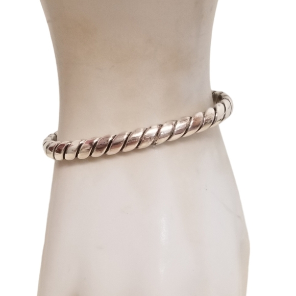 VINTAGE ARTISAN SIGNED SOLID STERLING SILVER TWISTED CABLE CUFF BRACELET - Picture 1 of 8